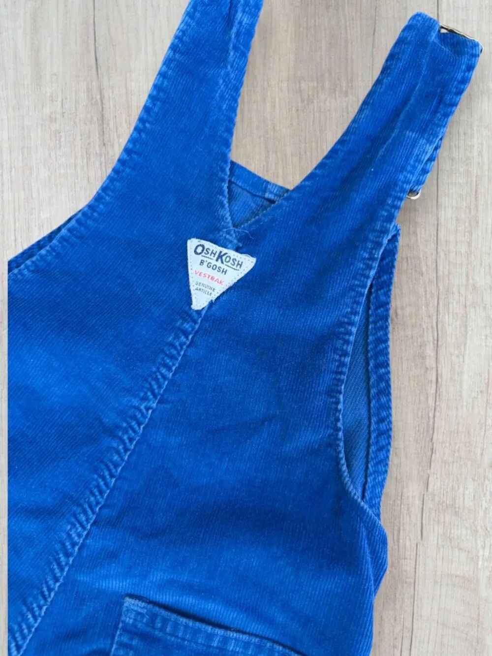 Vintage 90s OshKosh B’Gosh Vestbak Blue Corduroy Bib Overalls Kids Size 7/6X USA